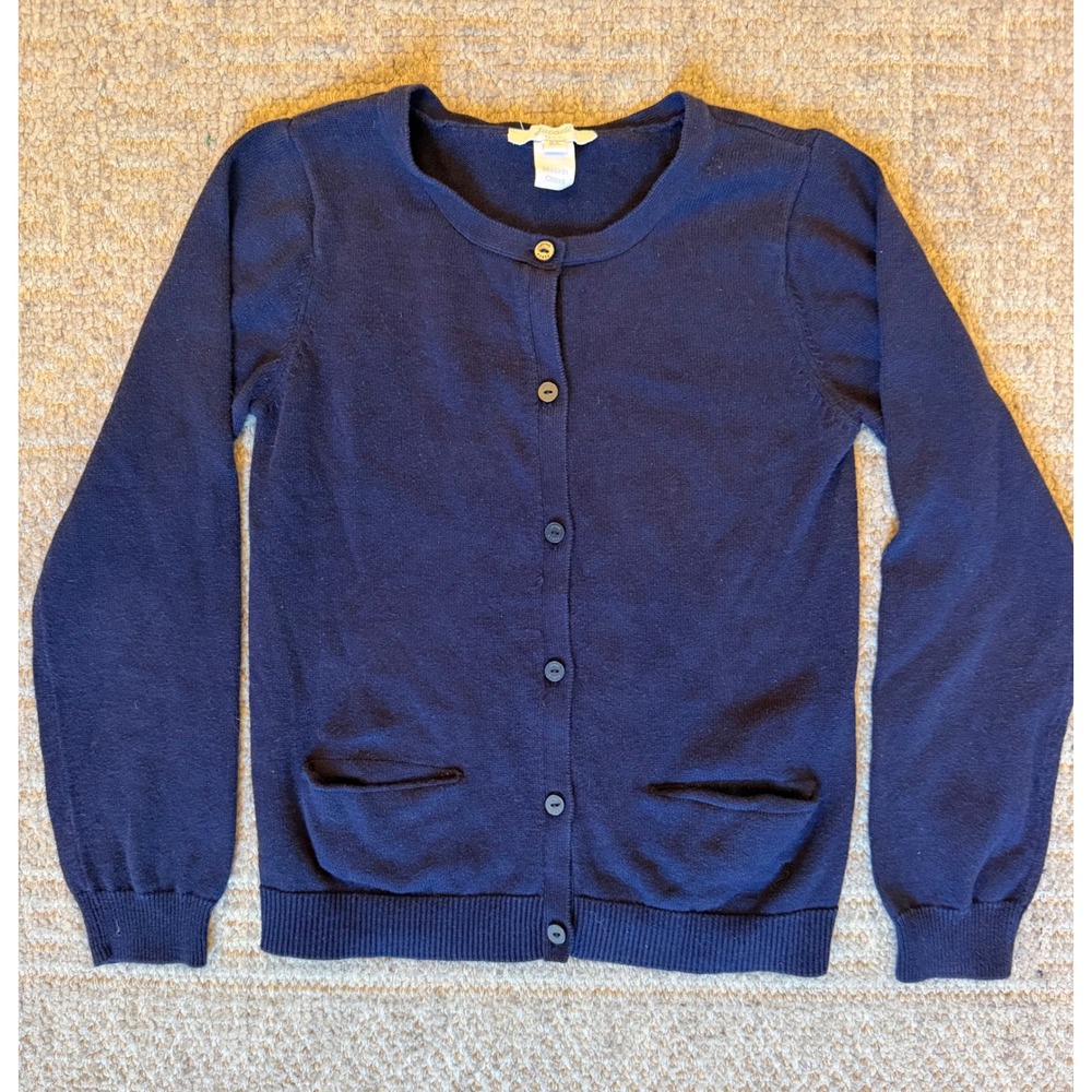 EUC Jacadi Paris girls navy cotton cardigan sweater 8 years